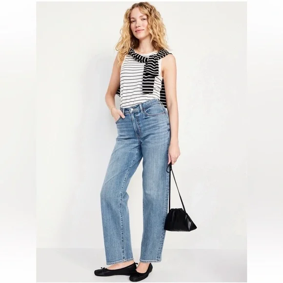 NWT Old Navy High-Waisted OG Loose Jeans Medium Wash Size 4Petite - Picture 11 of 14